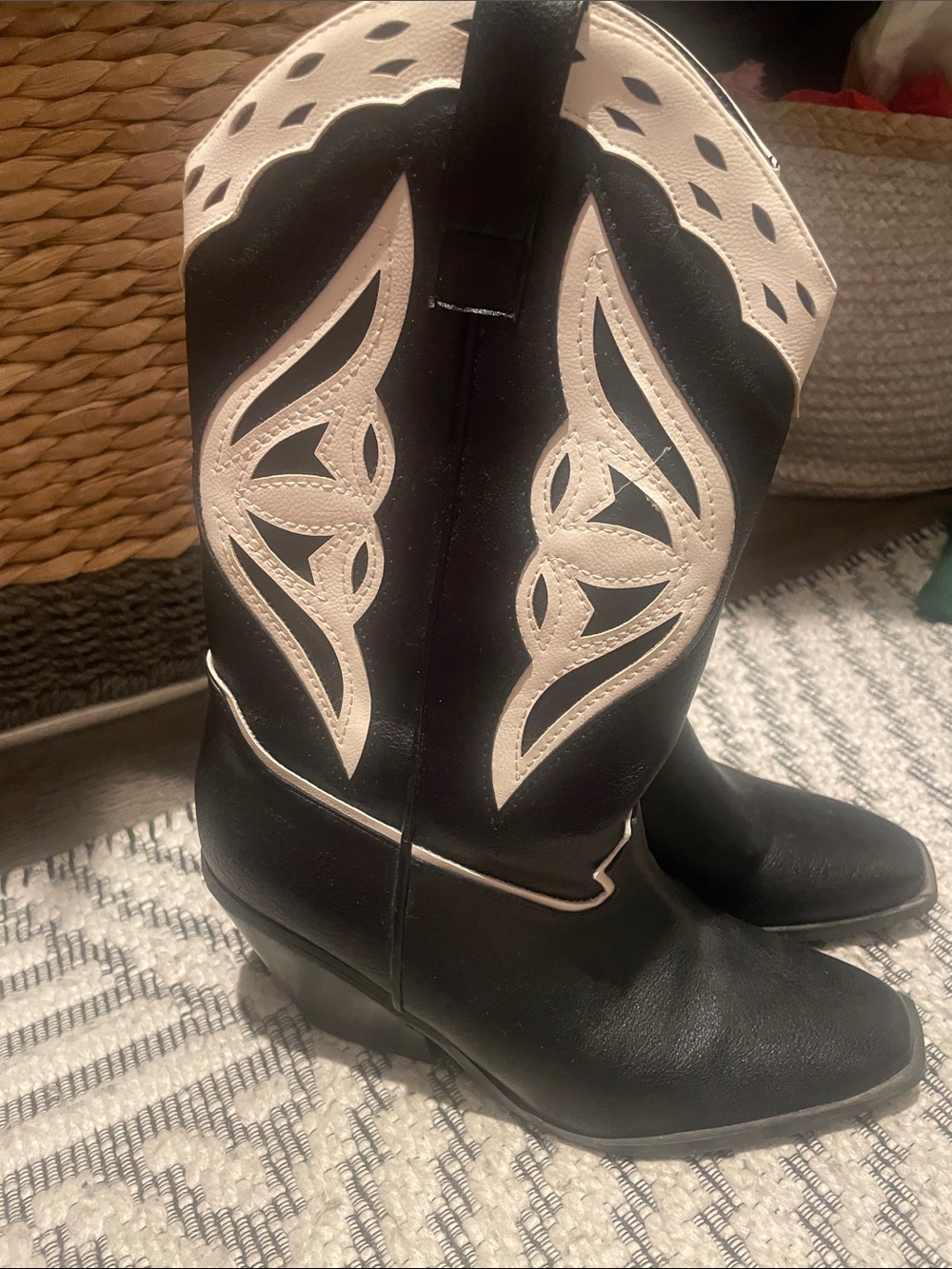 Billini Black and Cream Lace-Up Western Boots